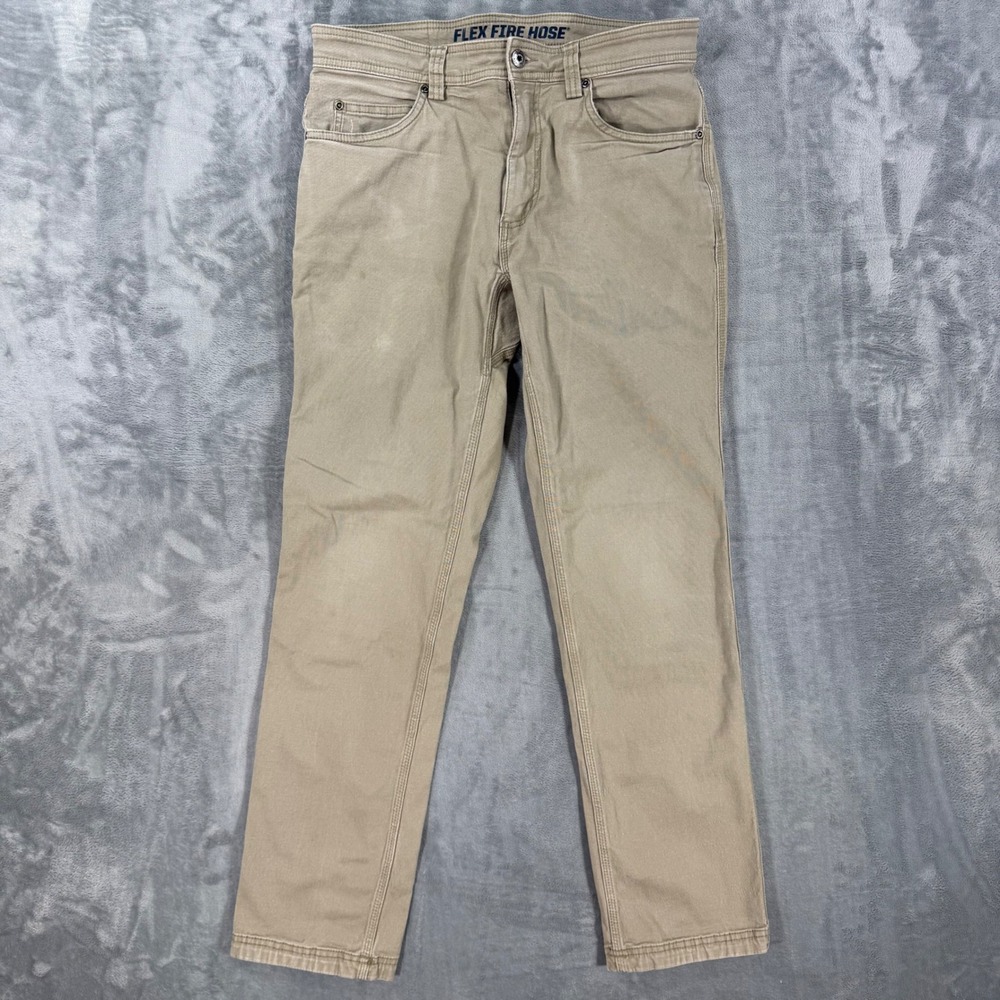 Duluth Trading Flex Fire Hose Slim Fit Pants Men's 32x32 Tan Khaki Workwear